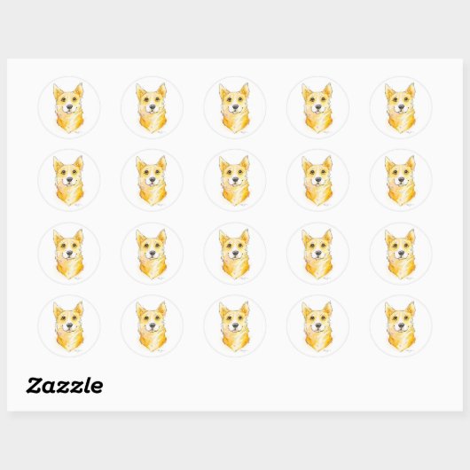 Sticker Rond Cutie Corgi (Feuille)