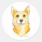 Sticker Rond Cutie Corgi (Devant)