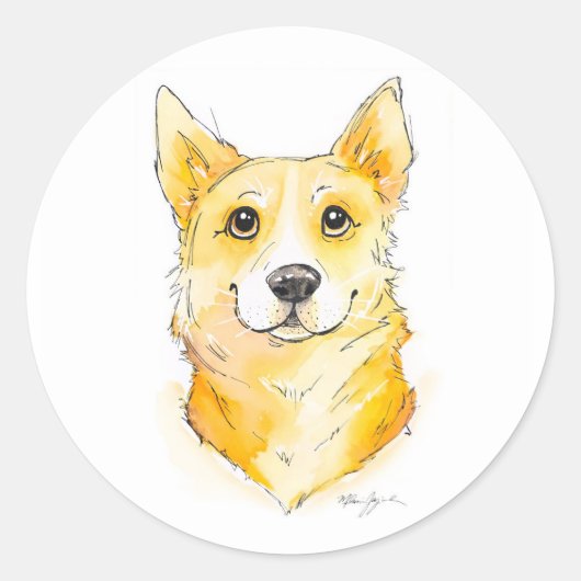 Sticker Rond Cutie Corgi (Devant)