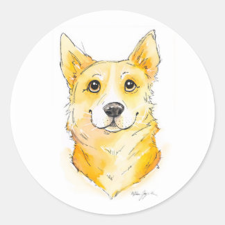 Sticker Rond Cutie Corgi