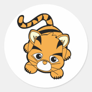 Sticker Rond Cutie de bébé tigre