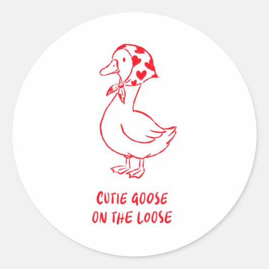 Sticker Rond Cutie Goose Valentine Hearts Bandana Cute Barnyard (Devant)
