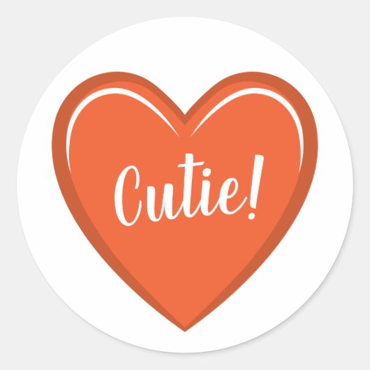 Sticker Rond Cutie Orange Heart Graphic (Devant)