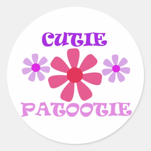 Sticker Rond Cutie Patootie avec Fleurs (Devant)
