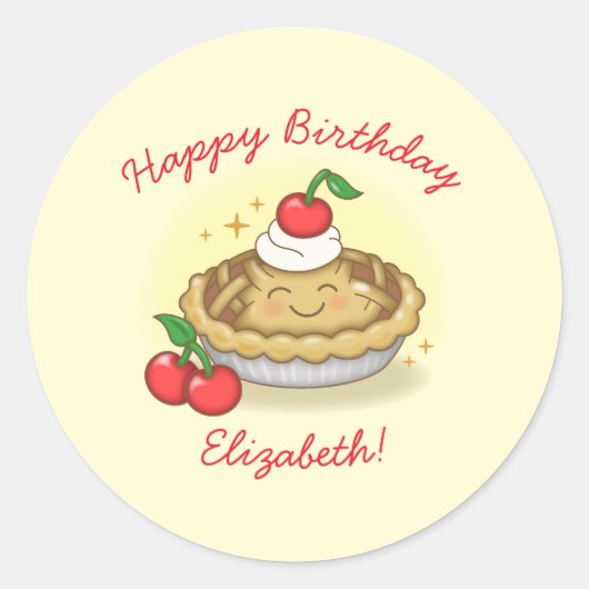 Sticker Rond Cutie Pie Anniversaire Fête Enfants Cherry (Devant)
