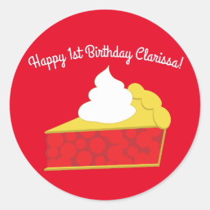 Sticker Rond Cutie Pie Cherry Fête d'anniversaire de l'enfant