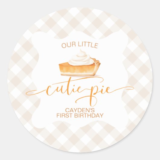 Sticker Rond Cutie Pie citrouille pie Chute plaid Premier anniv (Devant)