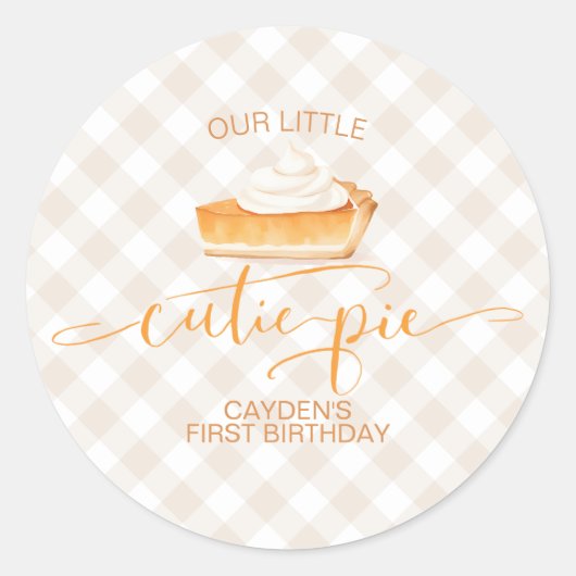 Sticker Rond Cutie Pie citrouille pie Chute plaid Premier anniv (Devant)