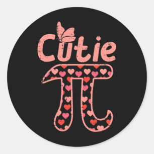 Sticker Rond Cutie Pie Hearts Cute Pi Day Symbole Math Pun Geek