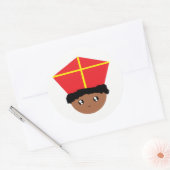 Sticker Rond Cutieful Kids Art St. Nicholas Miter Zwarte Piet (Enveloppe)