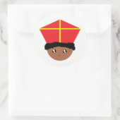 Sticker Rond Cutieful Kids Art St. Nicholas Miter Zwarte Piet (Sac)