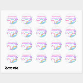 Sticker Rond Cuties Splish Splash Parc aquatique Fille Annivers (Feuille)