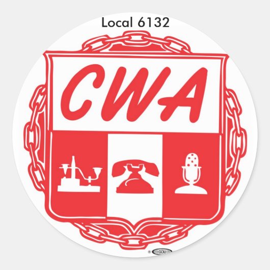 Sticker Rond CWA_AUSTIN_LOGO, IBT-GCC_bug_small, Local 6132 (Devant)