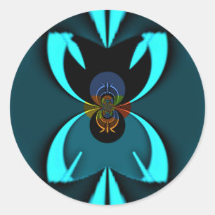 Sticker Rond Cyan Abstrait Art Print