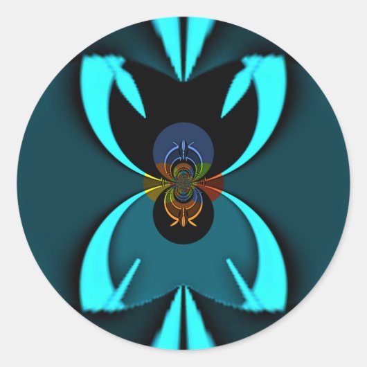 Sticker Rond Cyan Abstrait Art Print (Devant)