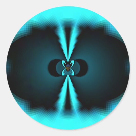 Sticker Rond Cyan et Black Abstrait Art Print (Devant)