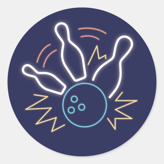 Sticker Rond Cyber Bowling néon (Devant)