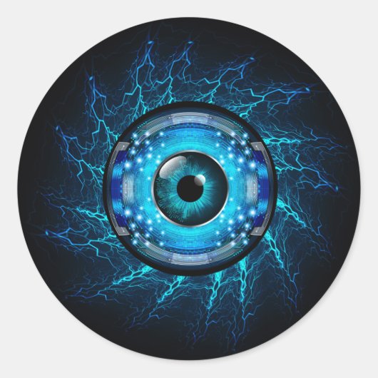 Sticker Rond Cyber-circuit (Devant)