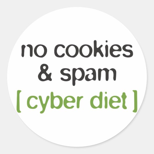 Sticker Rond Cyber Diet - Pas de cookies et de spam (Devant)