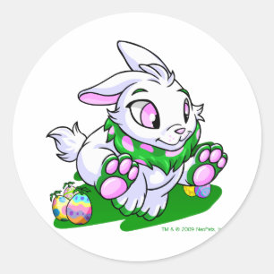 Sticker Rond Cybunny vert emballant par des neggs