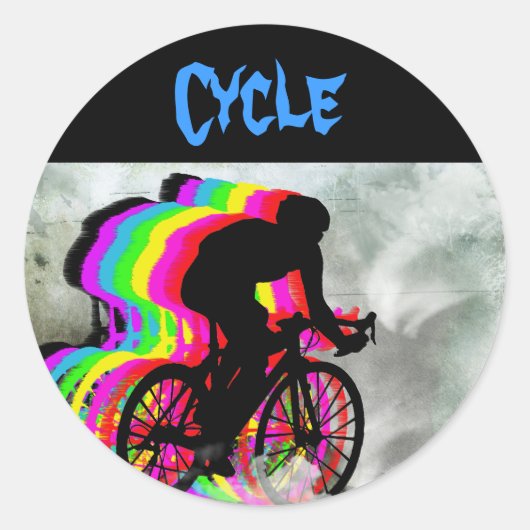 Sticker Rond Cyclisme dans les nuages (Devant)