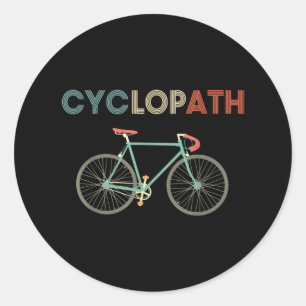 Sticker Rond Cyclopath Bicyclette amusant Humour cycliste