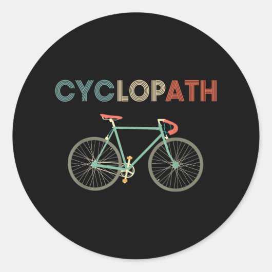 Sticker Rond Cyclopath Funny Bicycle Cyclist Humor (Devant)