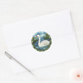 Sticker Rond Cygne blanc en verre doux (Enveloppe)