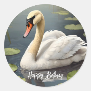 Sticker Rond Cygne muet dans l'eau