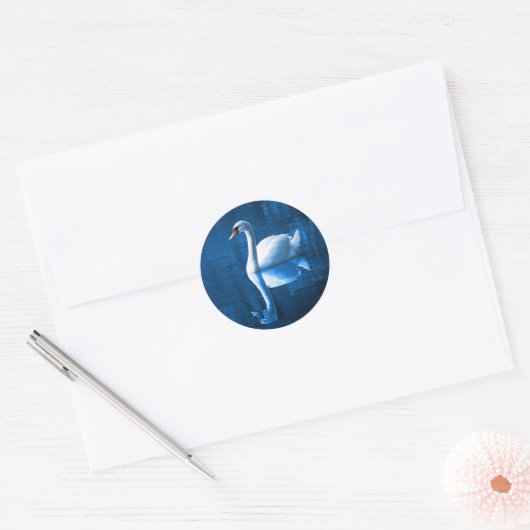Sticker Rond Cygne sur le lac (Enveloppe)