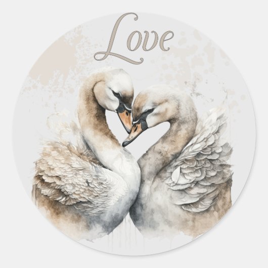 Sticker Rond Cygnes de l'amour  (Devant)