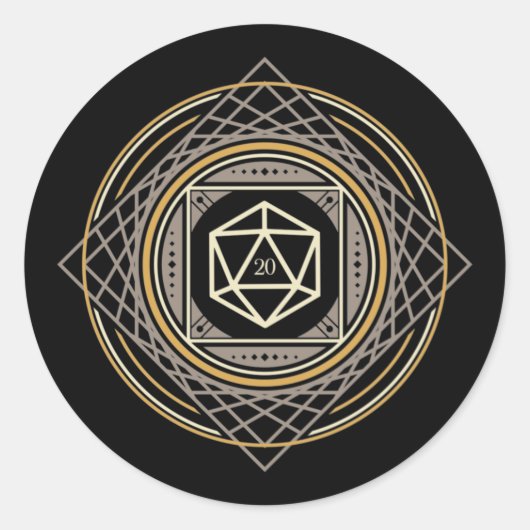 Sticker Rond D20 Dice Geometry Circle of Wizard Tabletop RPG (Devant)