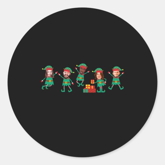 Sticker Rond D Funny Face Photo Christmas Elf (Devant)