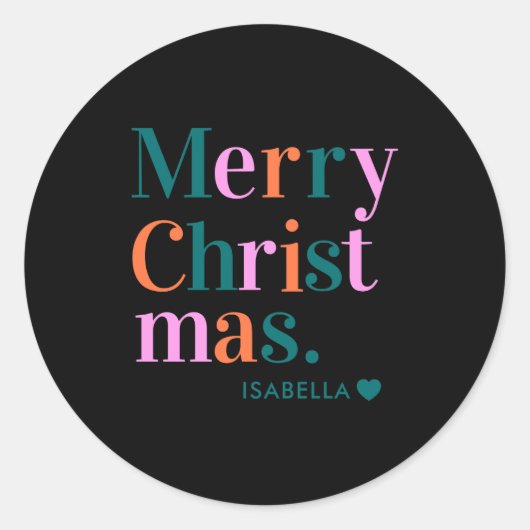 Sticker Rond D Modern Colorful Merry Christmas  (Devant)