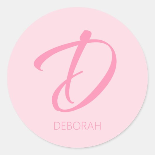 Sticker Rond D Monogramme rose personnalisé (Devant)