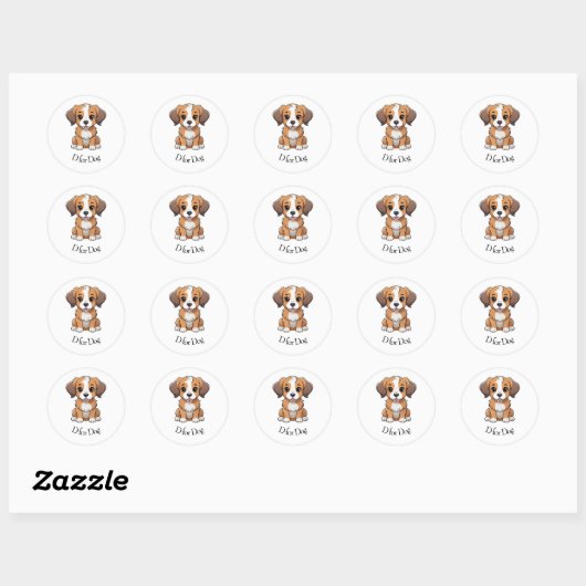 Sticker Rond D pour chien (Feuille)