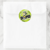 Sticker Rond Da Bomb ! camo vert vif, camouflage (Sac)