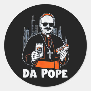 Sticker Rond Da Pope De L'Amérique Chicago Pape Leo Xiv Provost