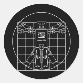 Sticker Rond Da Vinci Vitruvian Robot
