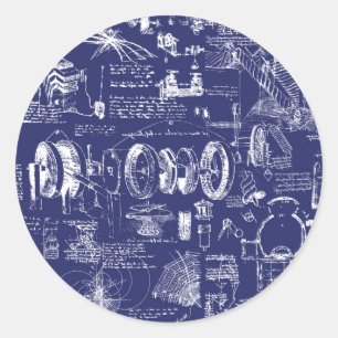 Sticker Rond Da Vinci's Blueprints //