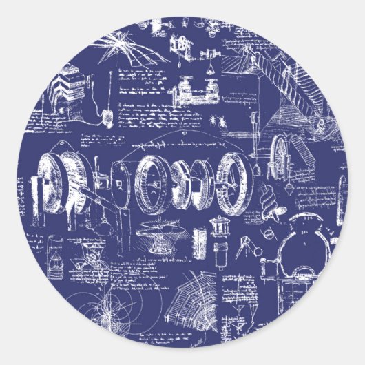 Sticker Rond Da Vinci's Blueprints // (Devant)