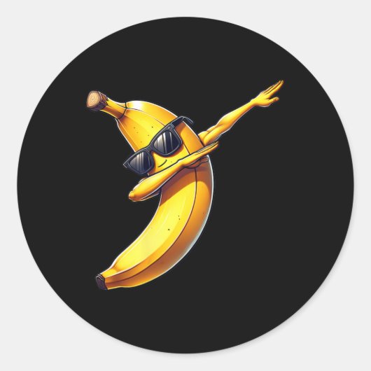 Sticker Rond Dab Banana Dancing Dabbing Banana Fruit Meme 1 (Devant)