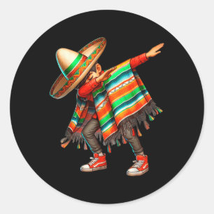 Sticker Rond Dab Dance Dabbing Mexicaine Poncho Cinco De Mayo H