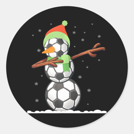 Sticker Rond Dab Snowman Fait De Boules De Football Drôle Noël (Devant)