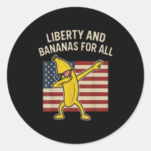 Sticker Rond Dabbing Banana American Drapeau Avec Sungle Patrio