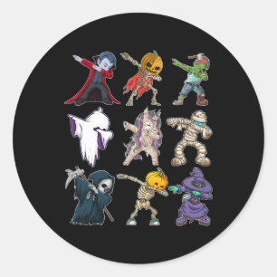 Sticker Rond Dabbing Boys Halloween Citrouille Skeleton Kids Pu