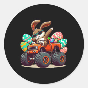 Sticker Rond Dabbing Bunny Happy Pâques Garçons Enfants Monster