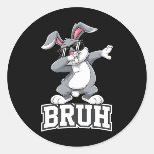 Sticker Rond Dabbing Bunny Jour de Pâques Dab Bruh Bunny Ados g