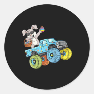 Sticker Rond Dabbing Bunny Joyeux Monster de Pâques Camion Garç