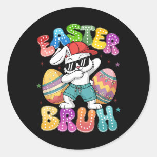 Sticker Rond Dabbing Bunny Pâques Bruh mème drôle Dire Ados